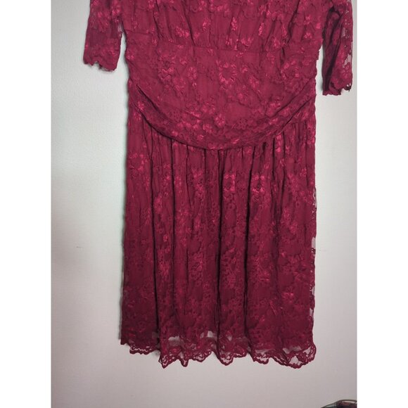 Kiyonna Womens Dress Lace Red Burgundy Maroon Christmas Holiday Plus Size 3X - Picture 8 of 12